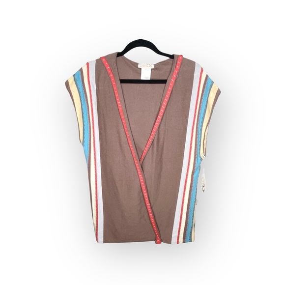 new LaRok ༄ Cashmere Waterfall Sweater Hoodie ༄ Warm Cocoa Brown Stripes ༄ L - Picture 2 of 16